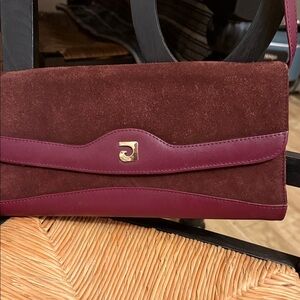 Vintage Burgundy Suede Women's Clutch